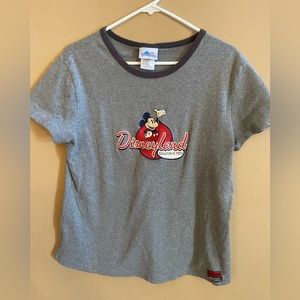 Vintage Disneyland Shirt Women Large gray cotton spandex short boxy Y2K